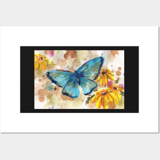 Watercolor Butterfly with BlackEyedSusan Posters and Art